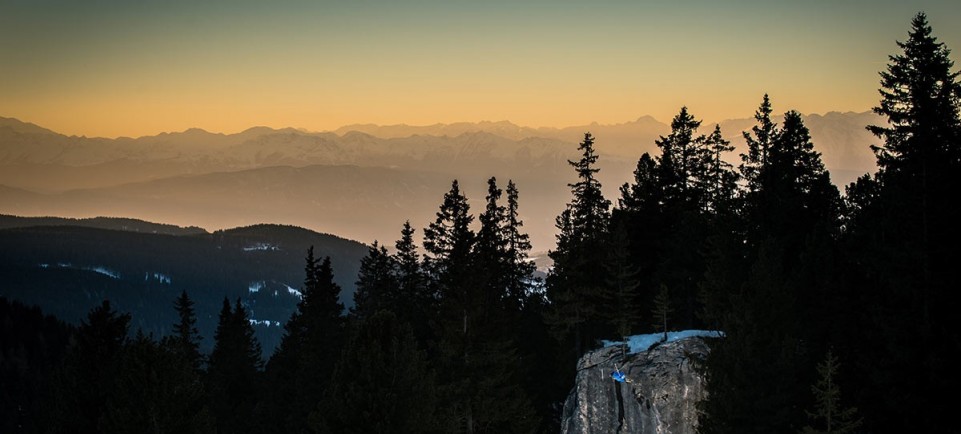 Boulder rock next to Snow park Obereggen - Dolomites